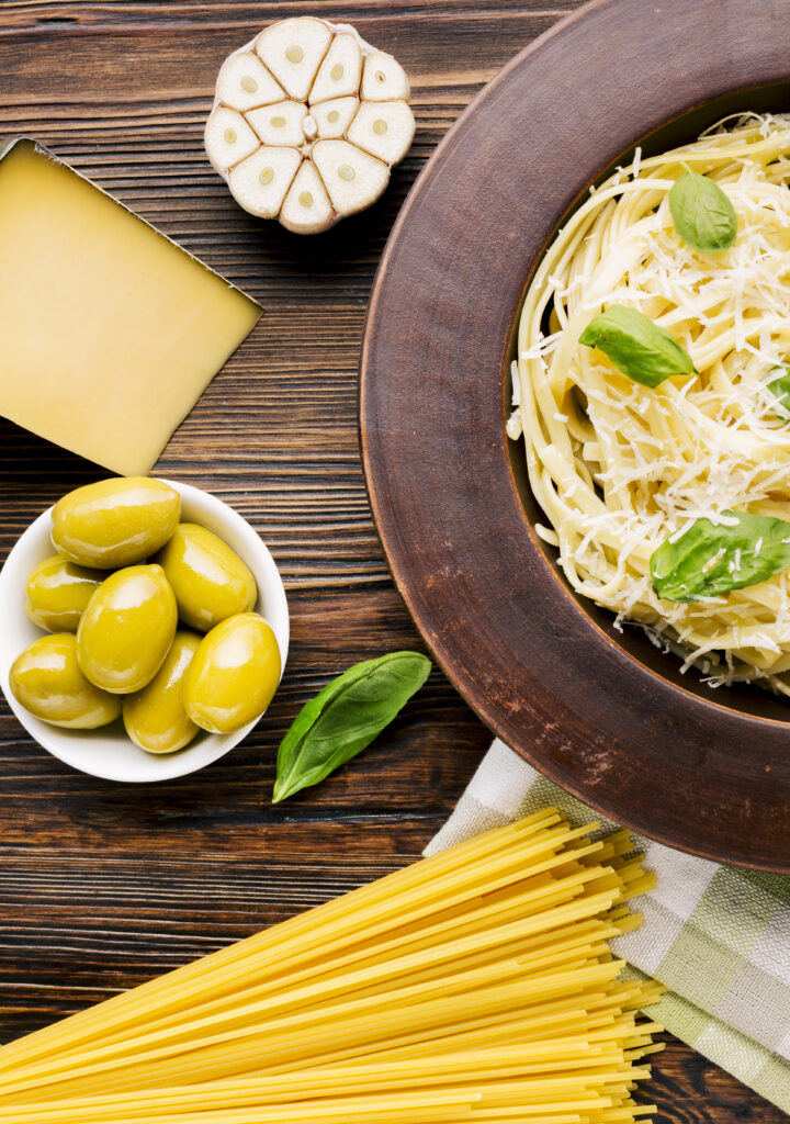 flat lay composition italian food